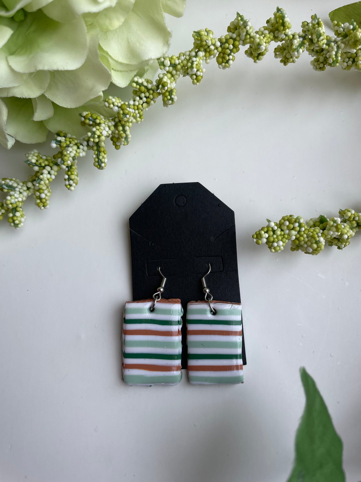 Mint Stripped Earrings