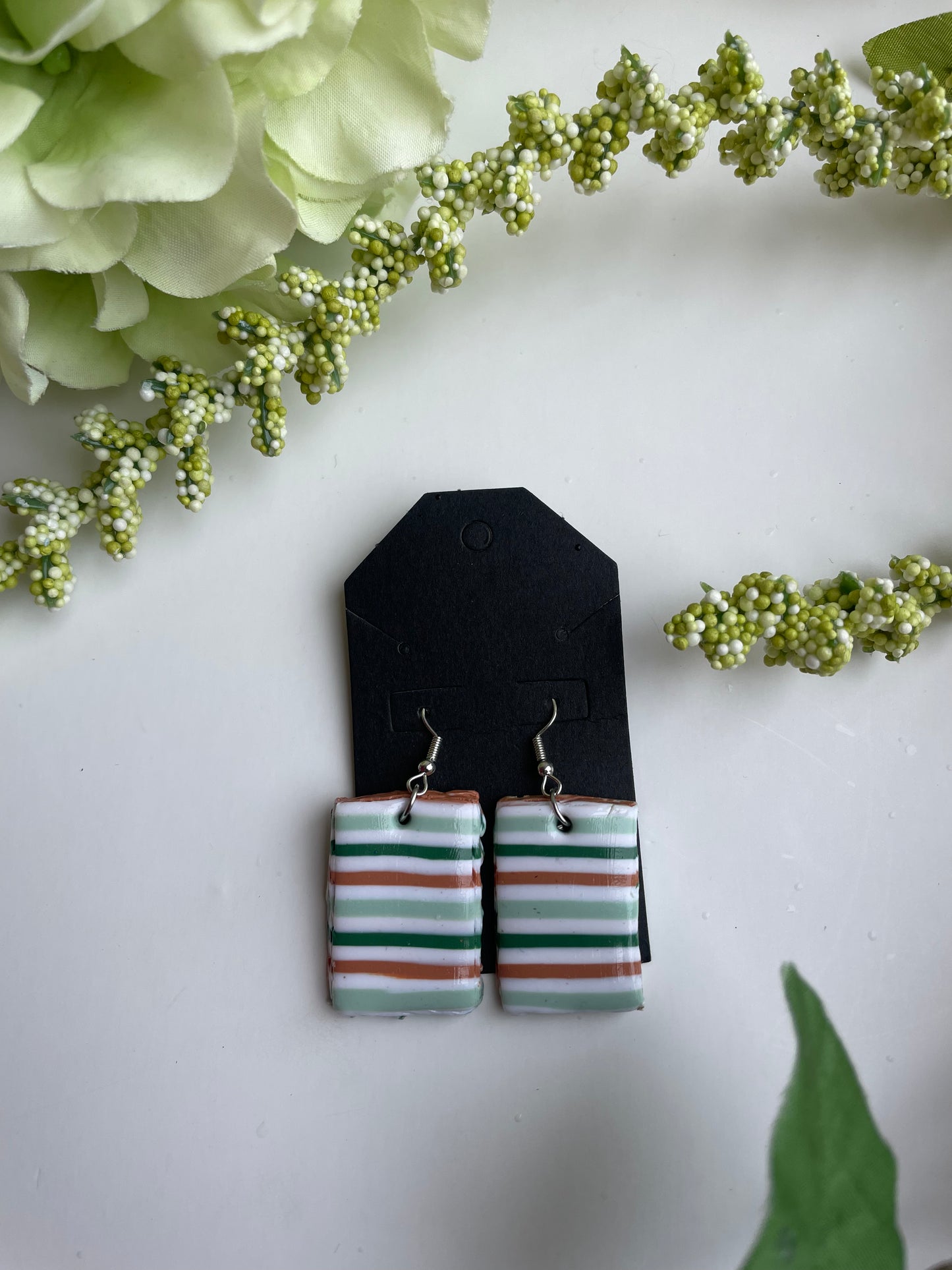 Mint Stripped Earrings