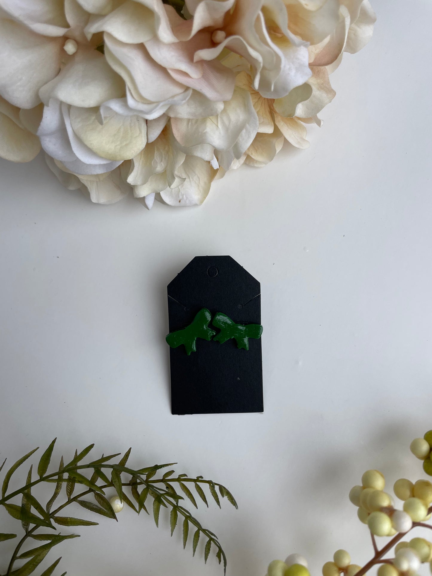 Green Ribbon Studs