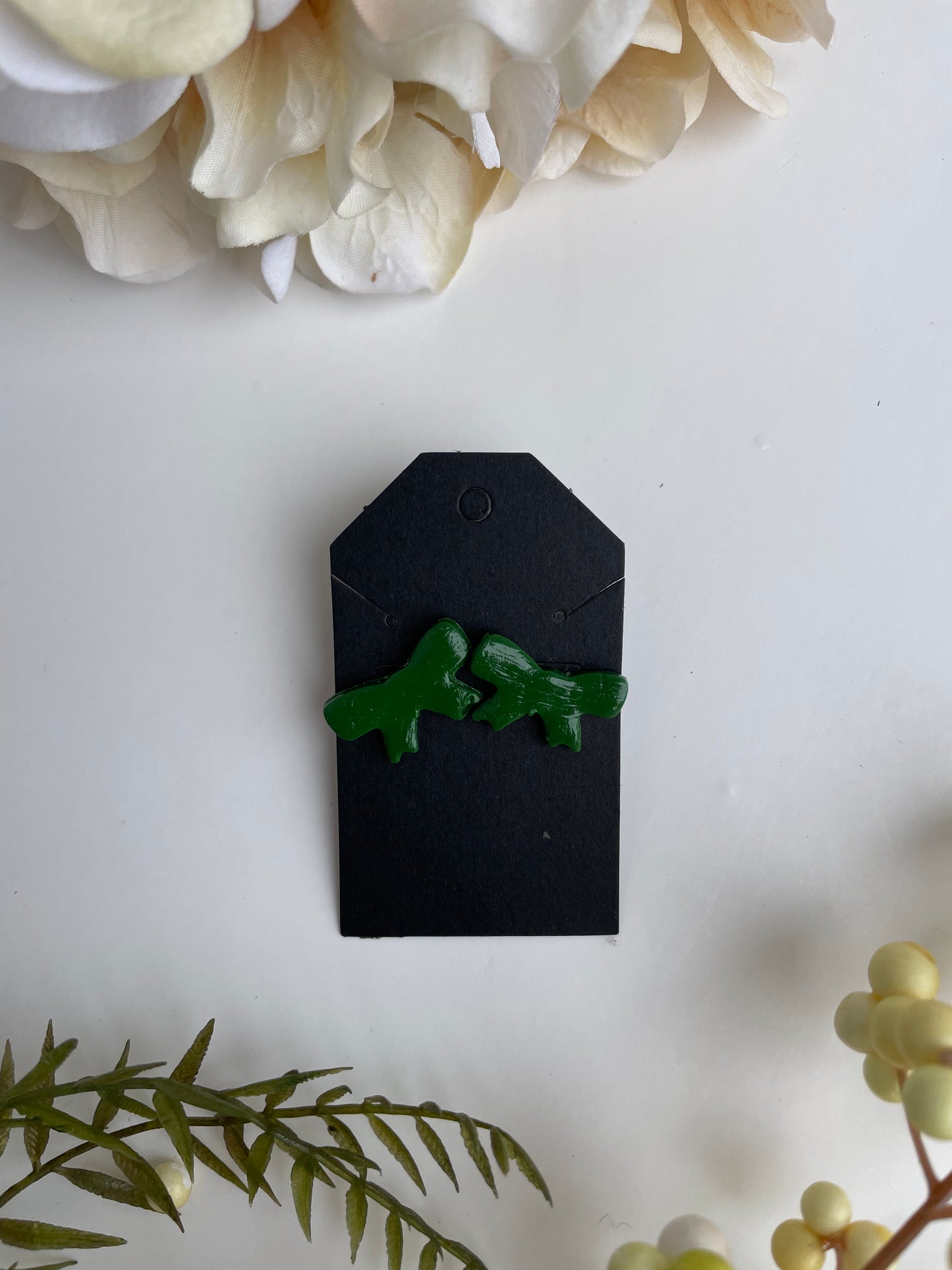 Green Ribbon Studs